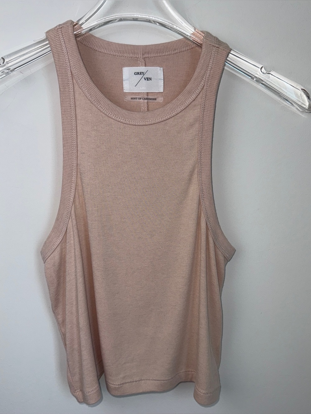 GREY/VEN Cameron cashmere blend ribbed cropped TANK TOP M